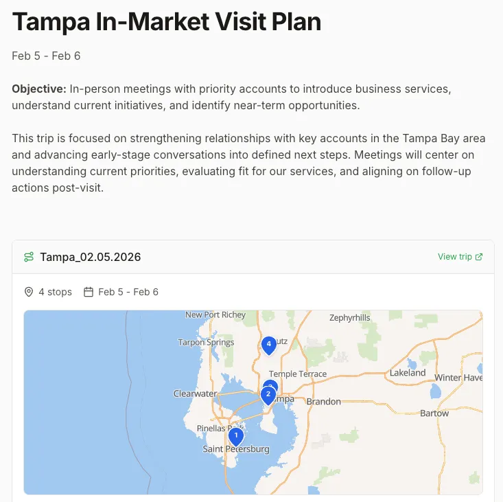 Account Map App - Trip Plan